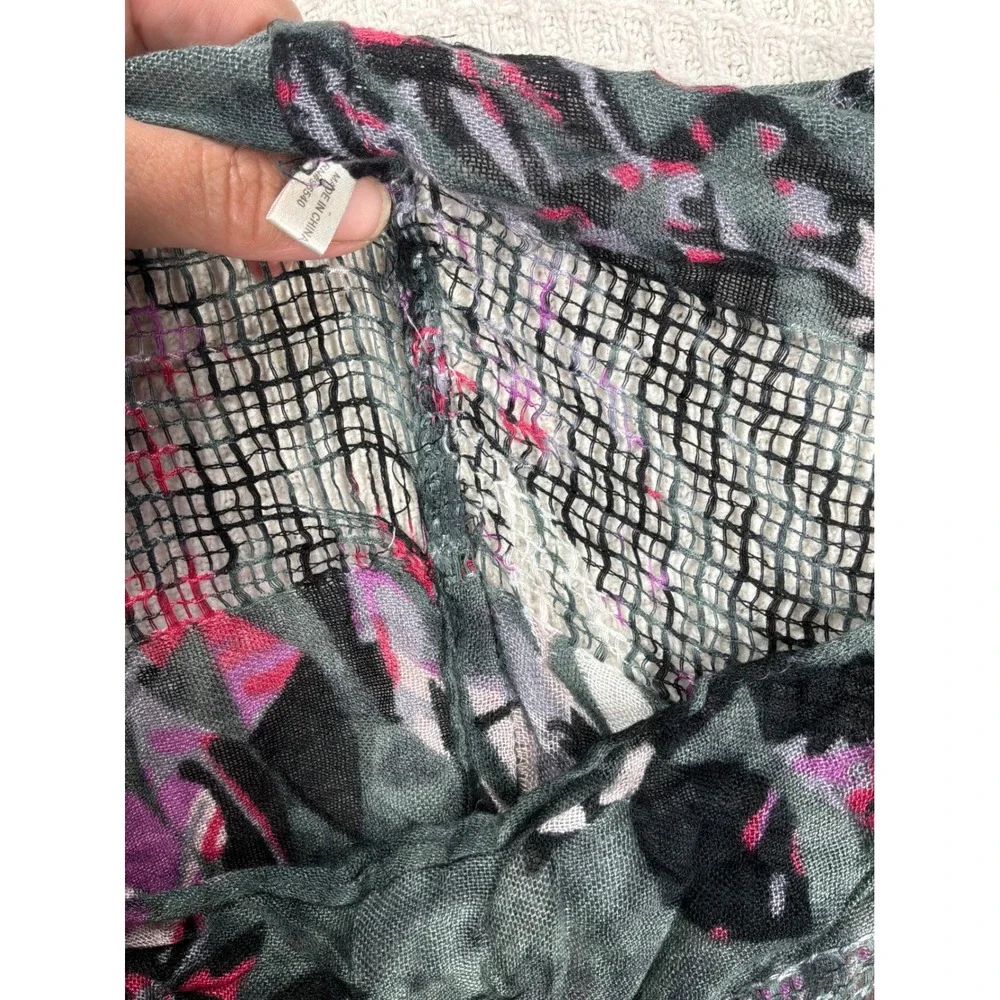 Boho Womens RN 96540 Floral Mesh Infinity Scarf OS Grey Pink Black
